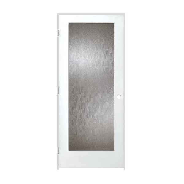 Trimlite 24"x80"x13/8" Primed 1Lite Rain Tempered Glass Interior French 71/4" RH Prehung Door Black Hinges 2068pri1501RAITRH1D714 - main